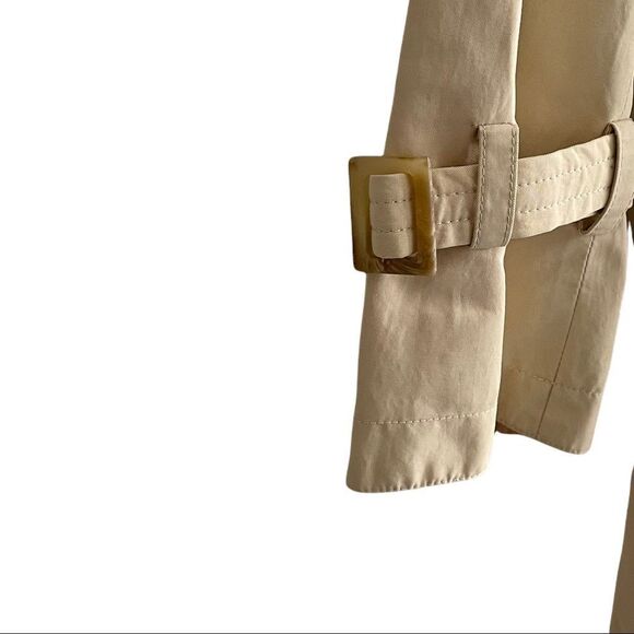TEENFLO Canada Double Breasted Trench Coat Cream Tan 10 - Picture 4 of 11